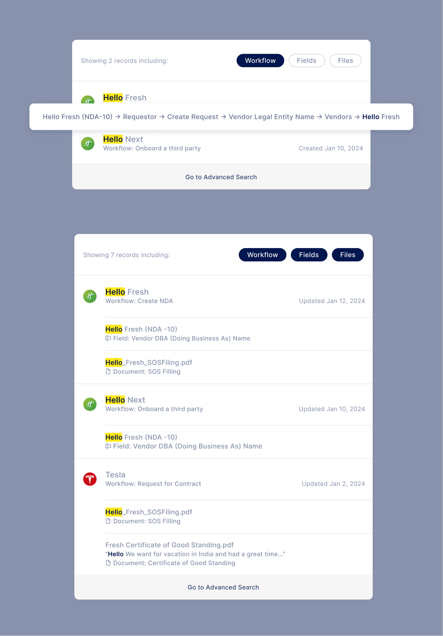 Certa search results